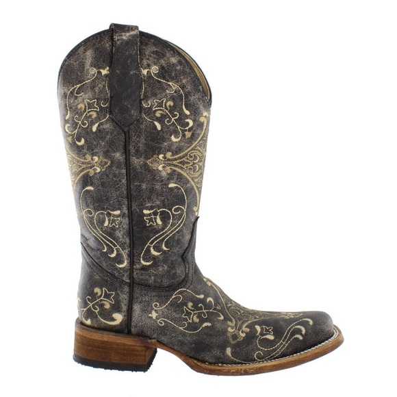 New Circle G Brown Crackle Embroidery Cowgirl Boot - Picture 2 of 7